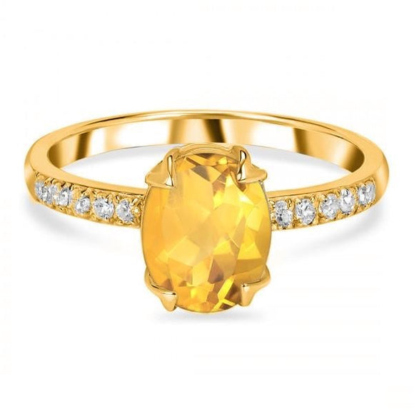 Citrine & White Topaz Ring- خاتم حجر السترين و التوباز الأبيض