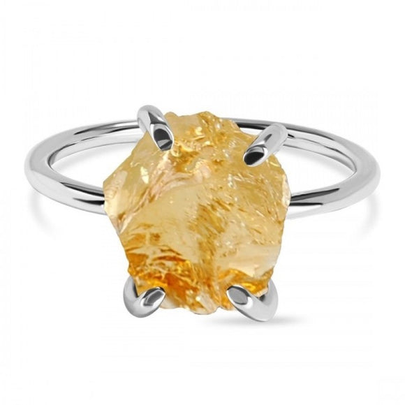 Citrine Raw Gemstone ring - خاتم حجر السترين