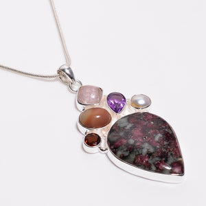 Eudialyte Gemstone Multi Stone Necklace - قلادة التوازن، وتحقيق الاهداف والحب