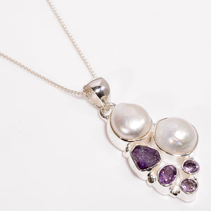 Amethyst Baroque Pearl Gemstone - قلادة اللؤلؤ والأمثيست