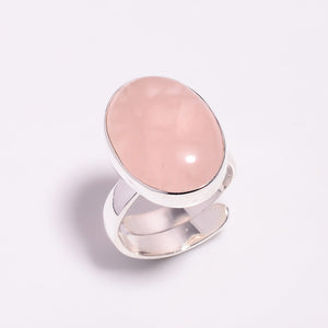 Natural Rose Quartz Raw Ring - خاتم حجر الروز كوارتز