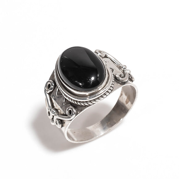 Black Onyx Ring for men - خاتم اونيكس اسود للرجال