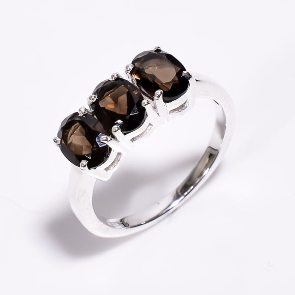 Smoky Gemstone Ring- خاتم حجر السموكي كوارتز