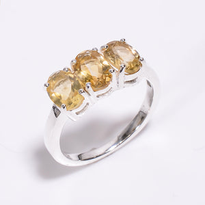 Citrine Oval Cut Gemstone -خاتم السترين