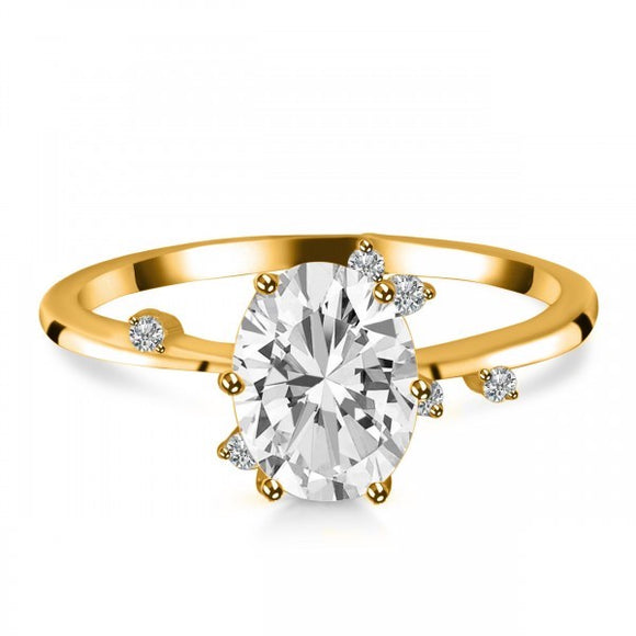 Crystal & White Topaz Ring - خاتم التوباز الابيض |Gold Vermeil 2.5 Micron