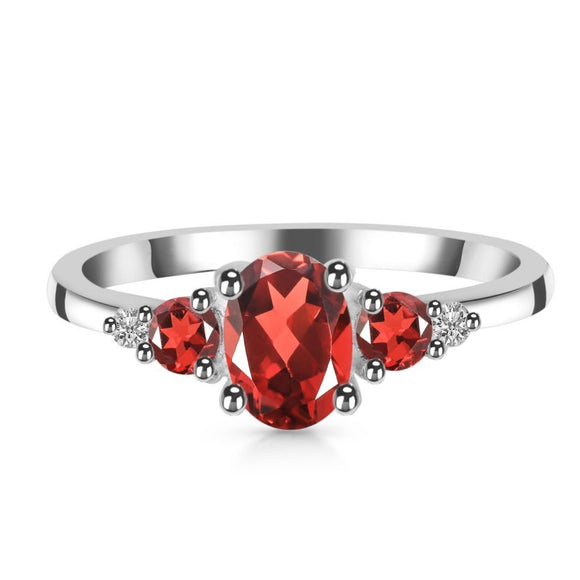 Garnet & White Topaz Ring - خاتم الجارنيت والتوباز الابيض