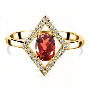 Garnet & White Topaz Ring - خاتم الجارنيت والتوباز | Yellow Gold Vermeil 2.5 Micron