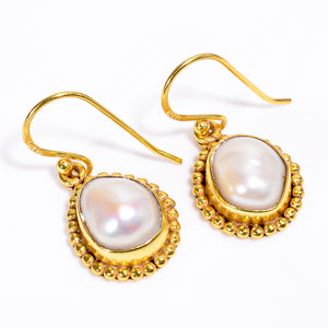 Baroque Pearl Gemstone Earrings - حلق حجر اللؤلؤ