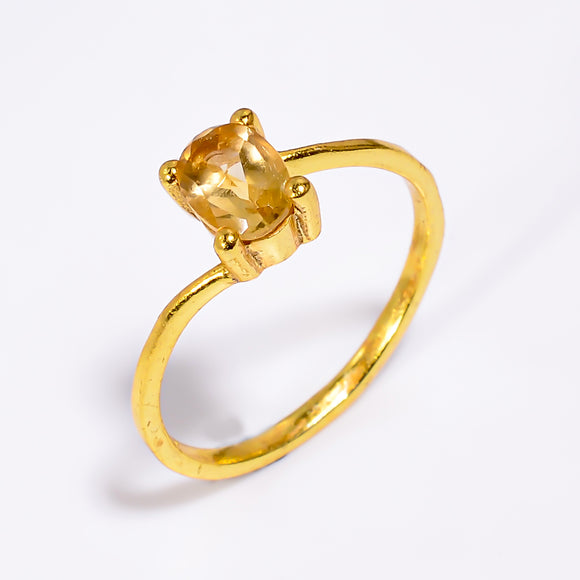 Citrine Oval Cut Gemstone -خاتم السترين