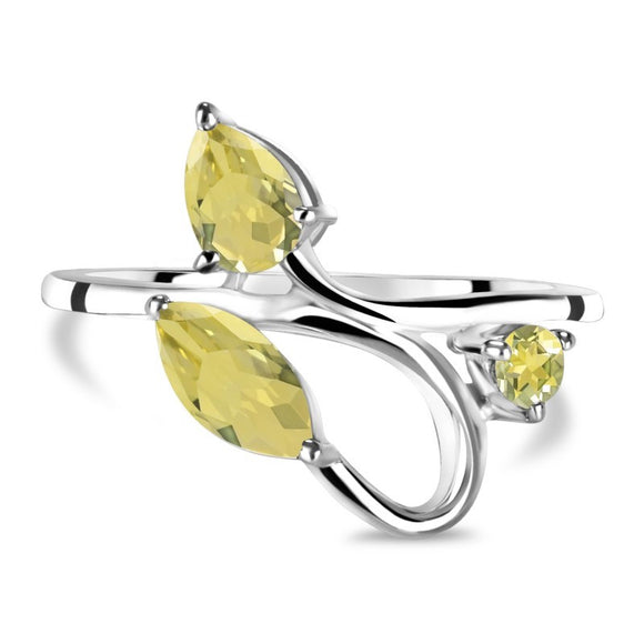 Lemon Quartz Ring - خاتم الكوارتز الليموني والتوباز الابيض النقي