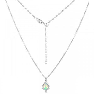 "Opal & White Topaz Necklace - حجر الثقة والجمال والحرية
