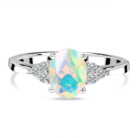 Opal & White Topaz Ring - حجر الاسترخاء وموازنة العطاء وتعزيز الثقة والحرية والاعتماد على الذات