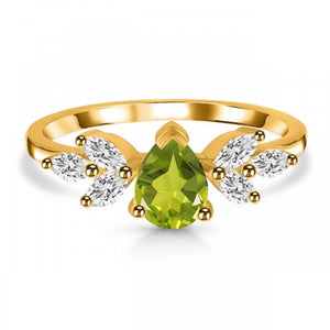 Peridot & White Topaz Ring - خاتم التوباز الابيض والزبرجد