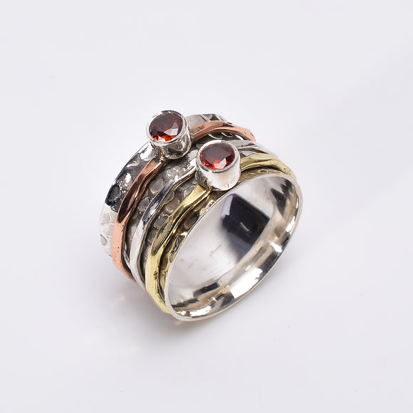 Garnet Gemstone Meditation Ring-خاتم حجر الجارنيت