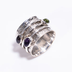 Amethyst & Peridot & Garnet ring- خاتم حجر الجارنيت و الزبرجد و الامثيست