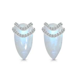 Moonstone & White Topaz Stud Earring  - حلق حجر القمر