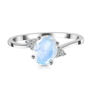 Moonstone Raw Crystal Ring- خاتم حجر القمر