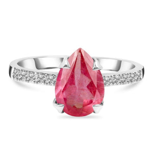 Ruby & White Topaz Ring | ياقوت احمر وتوباز ابيض