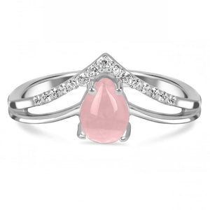 Raw Crystal Rose Quartz Ring - خاتم روز كوارتز