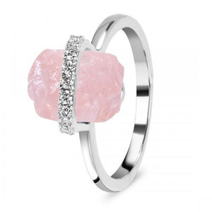 Rose Quartz  Gemstone خاتم الروز كوارتز والتوباز الابيض