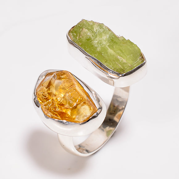 Natural Citrine Green Kyanite  - خاتم السترين والكاينايت الاخضر