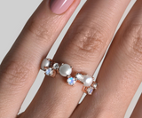 Pearl & Moonstone & White Topaz Ring - حجر الؤلؤ - خاتم الازدهار والنجاح والانوثة