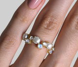 Pearl & Moonstone & White Topaz Ring - خاتم اللؤلؤ والتوباز الابيض