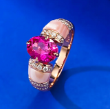 Ruby & White Topaz Ring | الياقوت الأحمر والتوباز الأبيض