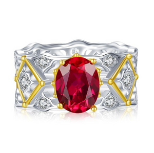 Garnet & White Topaz Ring - حجر الجارنيت الاحمر والتوباز الابيض