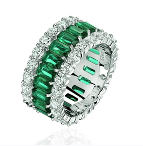 Emerald & White Topaz Ring - خاتم الزمرد والتوباز الابيض