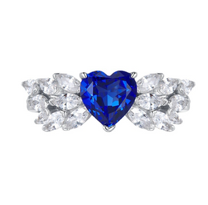 Sapphire Gemstone  &  White Topaz Ring -  خاتم الزفير - الياقوت الازرق
