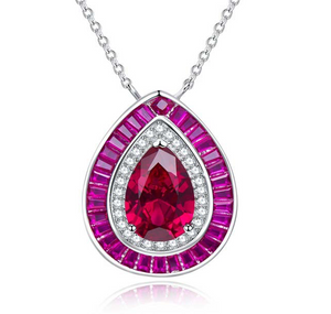 pink sapphire  & Ruby & White Topaz Neckless - قلادة الياقوت الوردي والياقوت الاحمر والتوباز الابيض