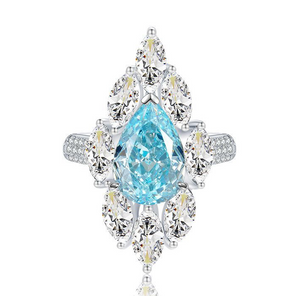 Aquamarine  & White Topaz Ring  Ring -    خاتم الاكوامارين والتوباز الابيض