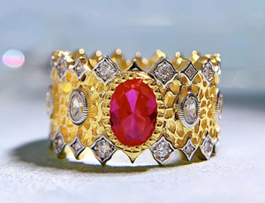 Ruby & White Topaz Ring | الياقوت الأحمر والتوباز الأبيض