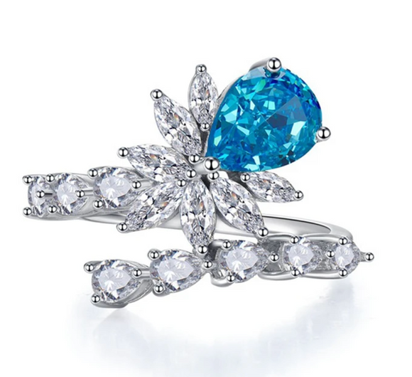 Sapphire &  White Topaz Ring -  خاتم الزفير - الياقوت الازرق