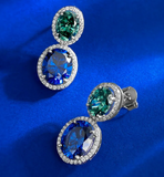 Emerald &Sapphire  Earring-  حلق الزمرد الاخضر والياقوت الازرق
