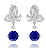 Sapphire & White Topaz Earring -  حلق التوباز الابيض والياقوت الازرق