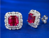 Ruby & White Topaz Earring-  حلق الياقوت الأحمر والتوباز الابيض