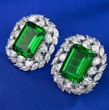 Emerald & White Topaz Earring -  حلق الزمرد الأخضر والتوباز الابيض