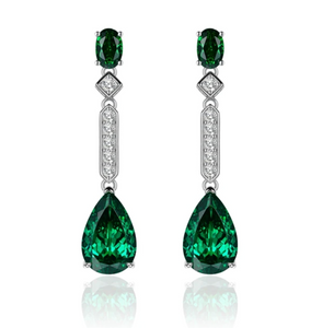 Emerald & White Topaz Earring -  حلق الزمرد الأخضر والتوباز الابيض