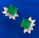 Emerald & White Topaz Earring -  حلق الزمرد الأخضر والتوباز الابيض