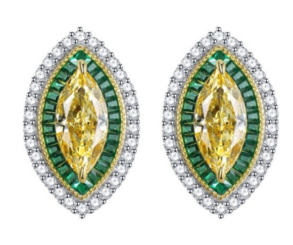 Emerald & Citrine Earring-  حلق الزمرد الاخضر والسترين