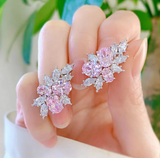 pink sapphire & White Topaz Earring-  حلق الياقوت الوردي والتوباز الابيض