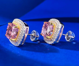 pink sapphire & White Topaz Earring-  حلق الياقوت الوردي والتوباز الابيض