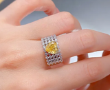 Yellow sapphire & White Topaz Ring  ياقوت اصفر وتوباز ابيض