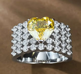 Yellow sapphire & White Topaz Ring  ياقوت اصفر وتوباز ابيض
