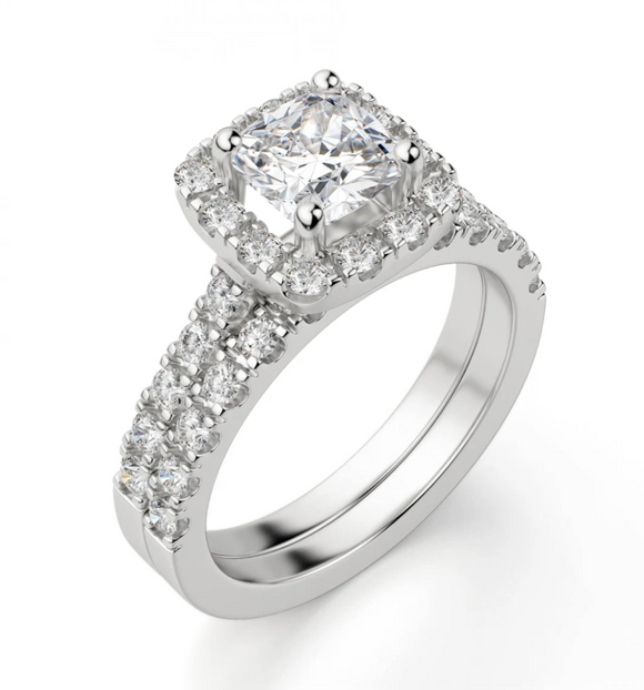 Twins Moissanite Diamond Ring -  خاتم الماس موزنايت  | قطعتين