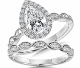 Twins Moissanite Diamond Ring -  خاتم الماس موزنايت  | قطعتين |
