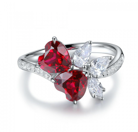 Ruby & White Topaz Ring | الياقوت الأحمر والتوباز الأبيض