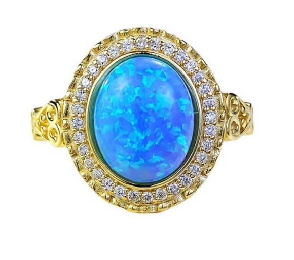 Blue Opal Ring - خاتم حجر الأوبال